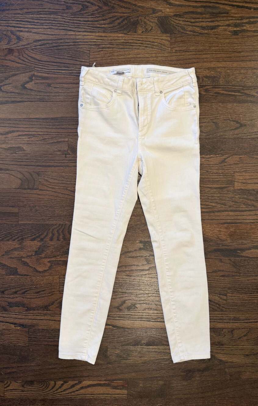 Pilcro and the Letterpress Anthropologie White High-Rise Denim Legging Size 29